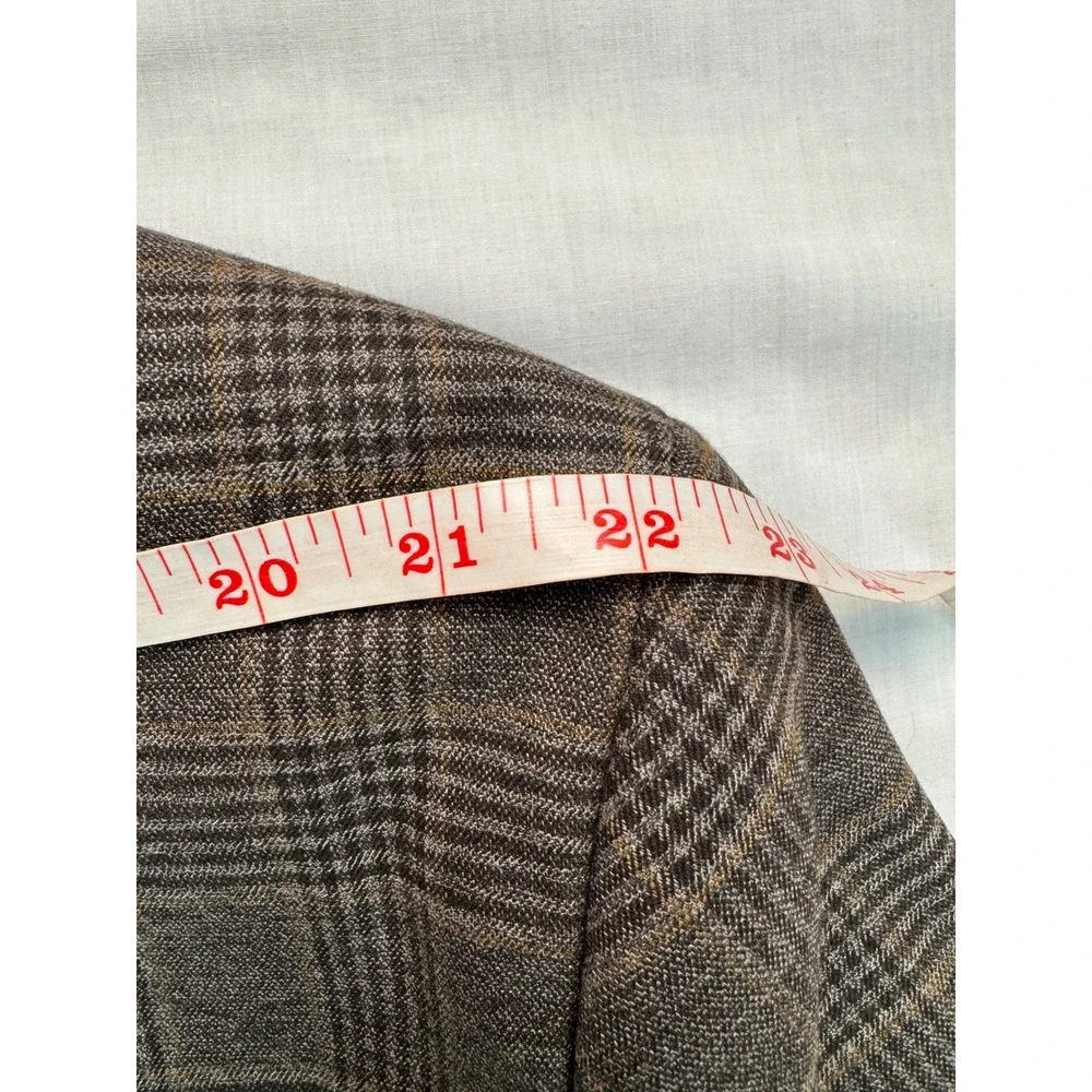 Shaquille O'Neal XLG Men 52R Brown Glen Plaid Stretch Sport Coat Blazer